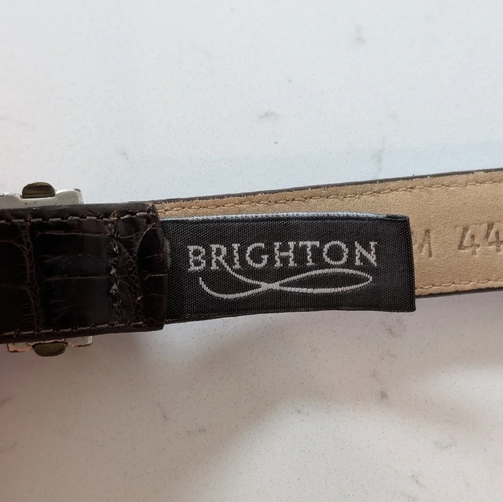 Vintage Brighton Brown Leather Belt with Silver and Gold Accents Size M - Picture 6 of 12